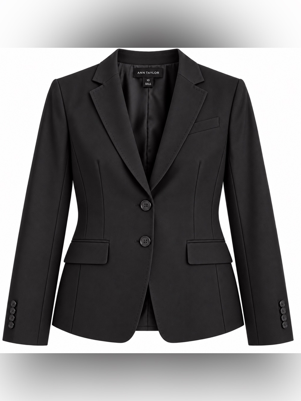 Ann Taylor Virgin Wool Blend Tailored Black Blazer